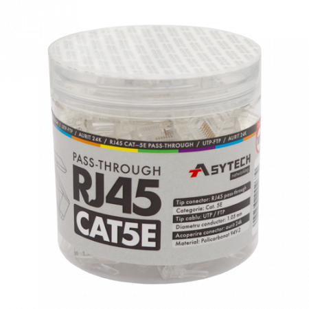 Conectica LAN RJ si FO - Mufa RJ-45 UTP Cat.5e EZ Passthrough (100 buc) RJ45-CAT5-EZ-JAR