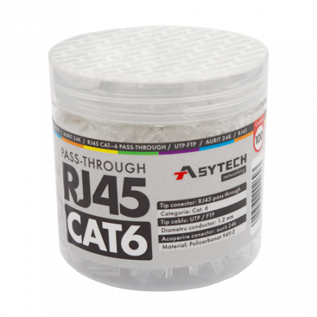 Conectica LAN RJ si FO - Mufa RJ-45 UTP Cat.6 EZ Passthrough (100 buc) RJ45-CAT6-EZ-JAR