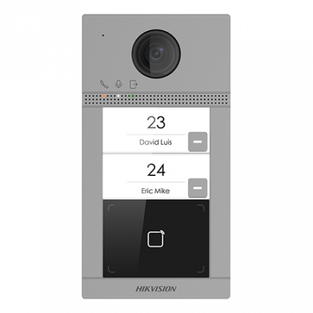Panou exterior videointerfon TCP/IP pentru 2 familii, Wi-Fi 2.4GHz, control acces integrat - HIKVISION DS-KV8213-WME1 [1]