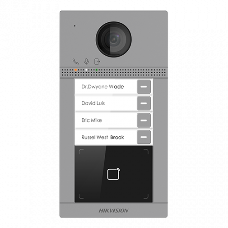 Panou exterior videointerfon TCP/IP pentru 4 familii, Wi-Fi 2.4GHz, control acces integrat - HIKVISION DS-KV8413-WME1 [1]