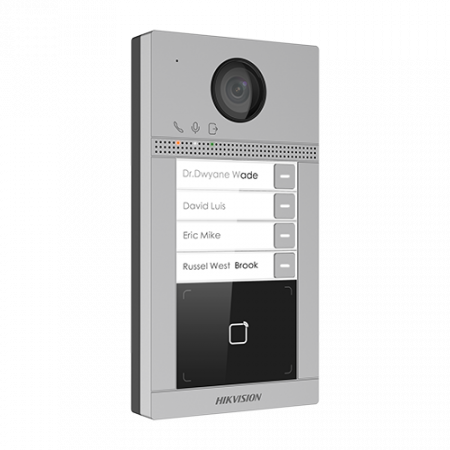 Interfoane - Panou exterior videointerfon TCP/IP pentru 4 familii, Wi-Fi 2.4GHz, control acces integrat - HIKVISION DS-KV8413-WME1