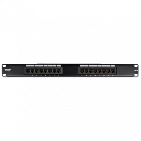 Accesorii rack-uri - Patch Panel 16 porturi RJ45 UTP, Cat6 - TRENDnet TC-P16C6