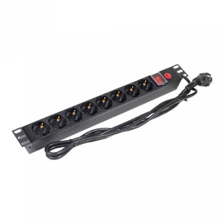 Retelistica - PDU 8 prize Shuko, 19'', 1U, aluminiu cu protectie - ASYTECH Networking ASY-PDU-8