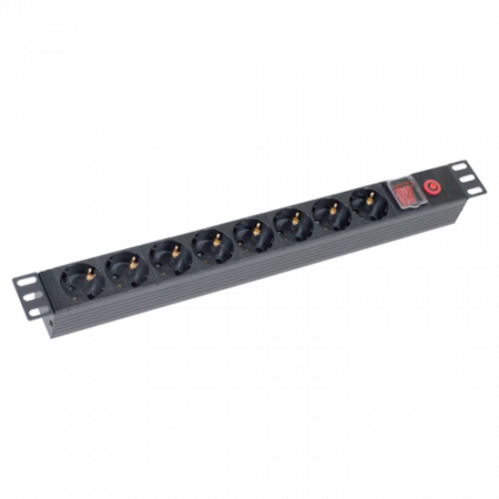 PDU 8 prize Shuko, 19'', 1U, aluminiu cu protectie - ASYTECH Networking ASY-PDU-8 [1]