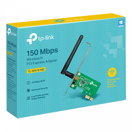 Placa de retea Wi-Fi 4, 2.4 Ghz, 150Mbps, 2dBi, PCI Express - TP-LINK TL-WN781ND [1]