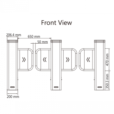 Poarta acrilica, 65 cm pentru poarta batanta DS-K3B501SX - HIKVISION DS-K3B501SX/601SX-Dp65/2 [1]