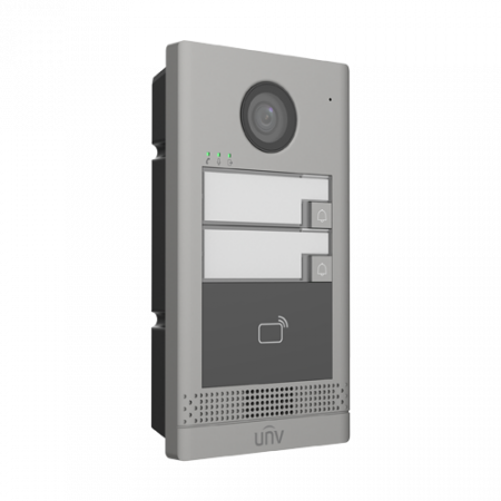 Post exterior videointerfon TCP/IP pentru 2 familii, IR, IK08 - UNV OEU-202S-HMK2 [1]