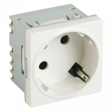Canal cablu cu accesorii - Priza modulara schuko cu impamantare, alb - DLX DLX-245-45
