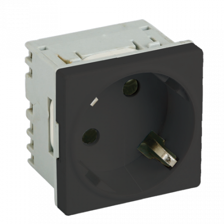 Canal cablu cu accesorii - Priza modulara schuko cu impamantare, negru - DLX DLX-245-43