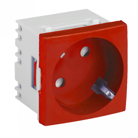 Canal cablu cu accesorii - Priza modulara schuko cu impamantare, rosu - DLX DLX-245-46