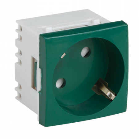 Canal cablu cu accesorii - Priza modulara schuko cu impamantare, verde - DLX DLX-245-42
