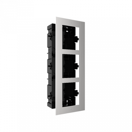 Accesorii interfoane - Rama montaj ingropat din otel inoxidabil, 3 module, pentru Interfon modular - HIKVISION DS-KD-ACF3-S