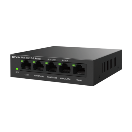 Retelistica - Router 5 x RJ45 1G (4 x PoE Out 802.3af/at), Multi-WAN, Cloud Managed - TENDA TND-G0-5G-PoE