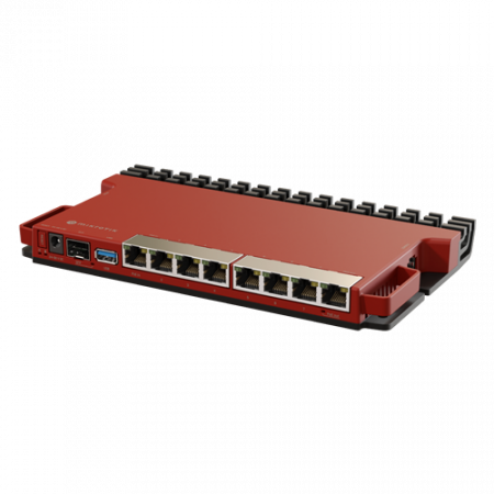Routere - Router 8 porturi Gigabit, 1 port PoE IN, 1 port PoE Out, SFP 2.5G, NAND, USB, 1U - MikroTik L009UiGS-RM