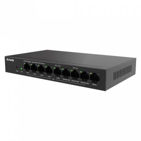 Routere - Router 8 porturi PoE+, 1 port WAN, Gigabit, Web Management - TENDA TND-G0-8G-POE