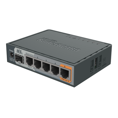 Routere - Router hEX S, 5 x Gigabit, 1 xSFP, RouterOS L4 - Mikrotik RB760iGS