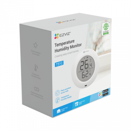 Senzor de temperatura si umiditate Smart Home EZVIZ, afisaj 1.8 inch, comunicare Wireless ZigBee CS-T51C [3]
