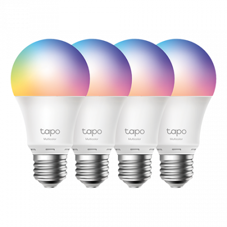 Smart Home - Set 4 becuri smart Wi-Fi, RGB, intensitate ajustabila, 2700-6500K, 806 lm, E27 - TP-Link Tapo TapoL530E(4-pack)