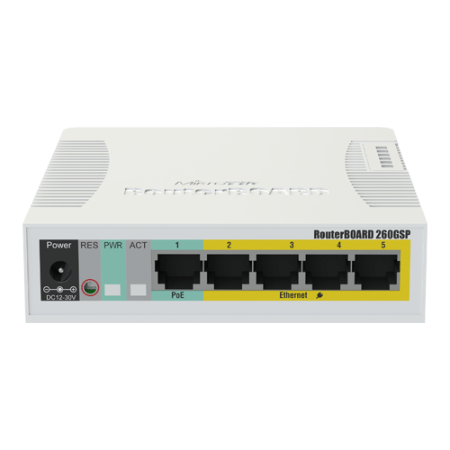Switch-uri PoE - Smart Switch 5 x Gigabit (4 x PoE), 1 x SFP - Mikrotik CSS106-1G-4P-1S