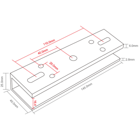 Suport U pt. montaj electromagnet CSE-180P-(S) pe usi din sticla CSE-180P-U [3]