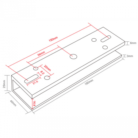 Suport U pt. montaj electromagnet CSE-280P-S pe usi din sticla CSE-280P-U [3]