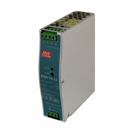 Surse de alimentare si UPS - Sursa de alimentare in comutatie, 12V / 6.3A, sina DIN - MEAN WELL EDR-75-12