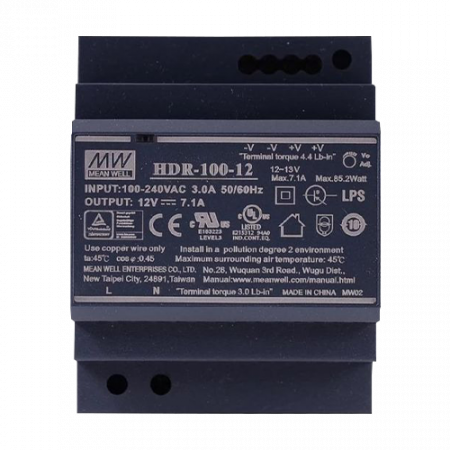 Surse de alimentare si UPS - Sursa de alimentare in comutatie, 12V / 7.1A, sina DIN - MEAN WELL HDR-100-12