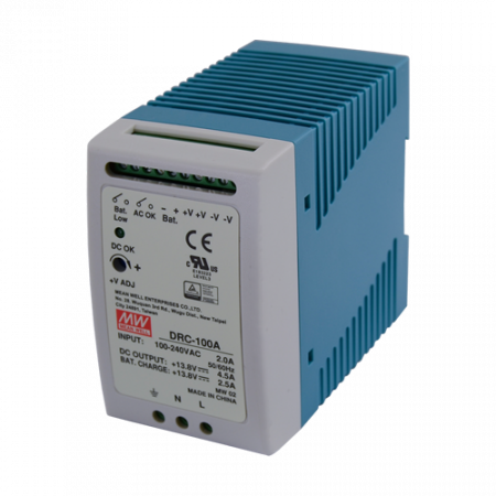 Surse de alimentare si UPS - Sursa de alimentare in comutatie, 13.8V / 4.5A + 2.5A, sina DIN, backup - MEAN WELL DRC-100A