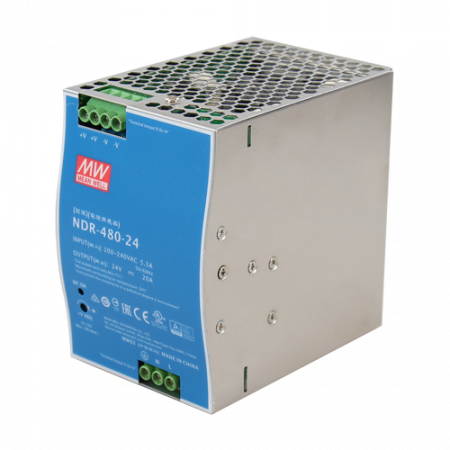 Surse de alimentare si UPS - Sursa de alimentare in comutatie, 24V / 20A, sina DIN - MEAN WELL NDR-480-24