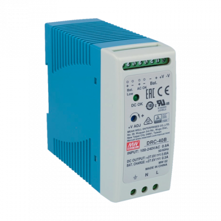 Surse de alimentare si UPS - Sursa de alimentare in comutatie, 27.6V / 0.95A + 0.5A, sina DIN, backup - MEAN WELL DRC-40B