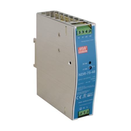 Surse de alimentare - Sursa de alimentare in comutatie, 48V/1.6A, 76.8W, sina DIN - MEAN WELL NDR-75-48