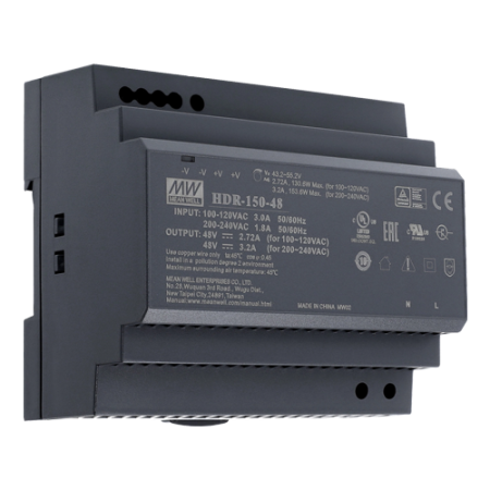 Supraveghere video - Sursa de alimentare in comutatie, 48V/3.2A, 153W, sina DIN - MEAN WELL HDR-150-48
