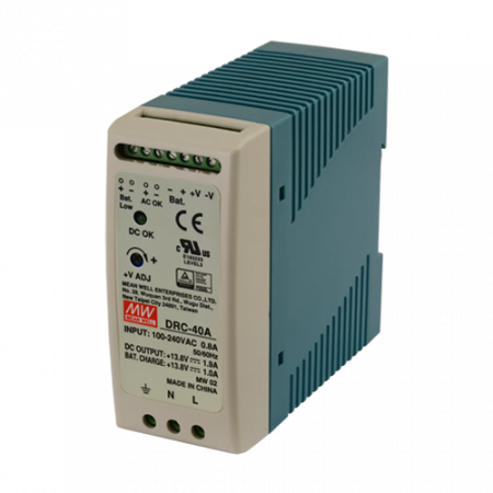 Surse de alimentare si UPS - Sursa in comutatie cu back-up, 13.8V / 1.9A, monitorizare, sina DIN - MEAN WELL DRC-40A