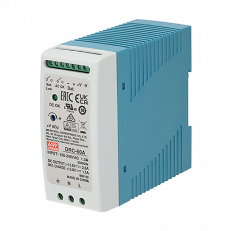 Surse de alimentare si UPS - Sursa in comutatie cu back-up, 13.8V / 2.8A, monitorizare, sina DIN - MEAN WELL DRC-60A