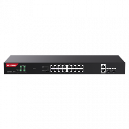 Switch-uri PoE - Switch 16 porturi Gigabit PoE, 2 x RJ45 Gigabit Uplink, 2 x SFP Gigabit, 1U - IP-COM G1120P-16-250W