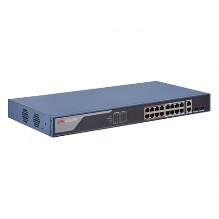 Switch 16 porturi PoE 100Mbps, 2 port uplink Gigabit, SMART Management - HIKVISION DS-3E1318P-EI [2]