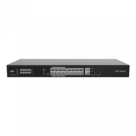 Switch-uri PoE - Switch 16 porturi PoE, 2 x Combo Uplink RJ45, Unmanaged - UNV NSW2020-16T2GC-POE-IN