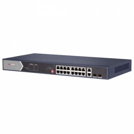 Switch 16 porturi PoE Gigabit fara management, 4 x Hi PoE, 2 x RJ45/SFP uplink Gigabit - HIKVISION DS-3E0520HP-E [1]