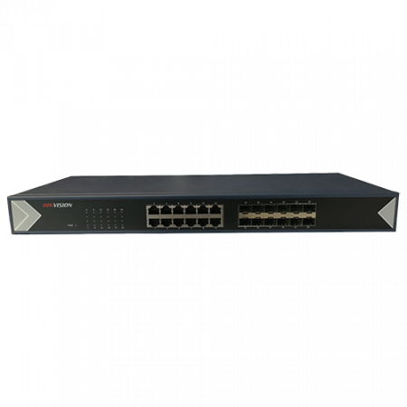 Switch-uri de retea - Switch 24 porturi gigabit, 12 porturi RJ45 + 12 porturi SFP - Hikvision DS-3E0524TF