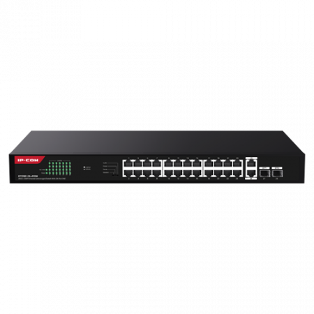 Switch-uri PoE - Switch 24 porturi Gigabit PoE, 2 x RJ45 Uplink Gigabit, 2 x SFP Gigabit, 1U - IP-COM G1128P-24-410W