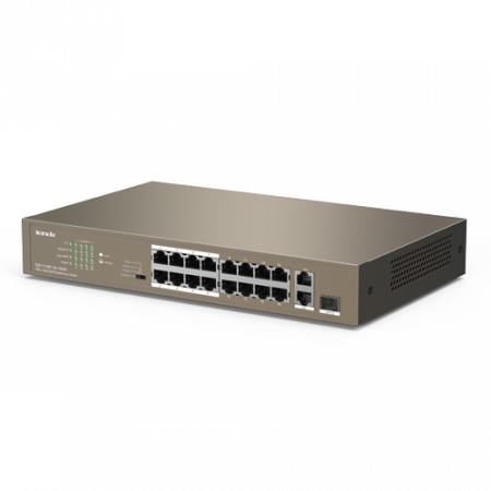 Retelistica - Switch 24 porturi PoE 10/100 Mbps, 2 porturi RJ45 Gigabit, 1 port SFP Gigabit - TENDA TND-TEF1126P-24-250W-V30