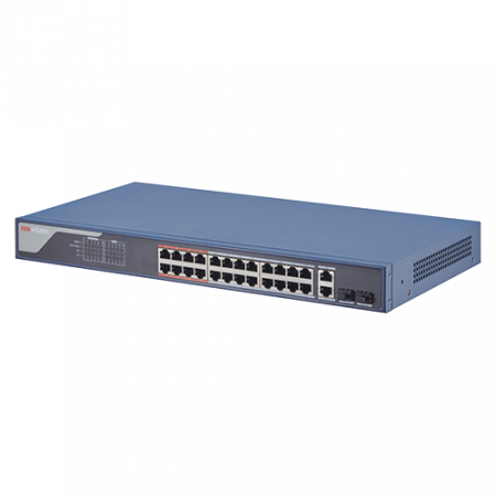 Switch-uri PoE - Switch 24 porturi PoE 100Mbps, 2 port uplink Gigabit, SMART Management - HIKVISION DS-3E1326P-EI