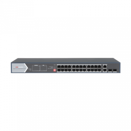 Retelistica - Switch 24 porturi PoE, 370W, uplink 2x SFP + 2x RJ-45 Gigabit - HIKVISION DS-3E0528HP-E
