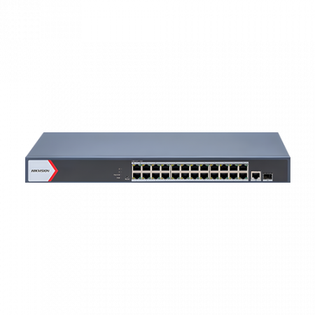 Switch-uri PoE - Switch 24 porturi PoE Gigabit, 1 port SFP Gigabit, 1 port RJ45 Gigabit, 1U, management - HIKVISION DS-3E1526P-EI-M