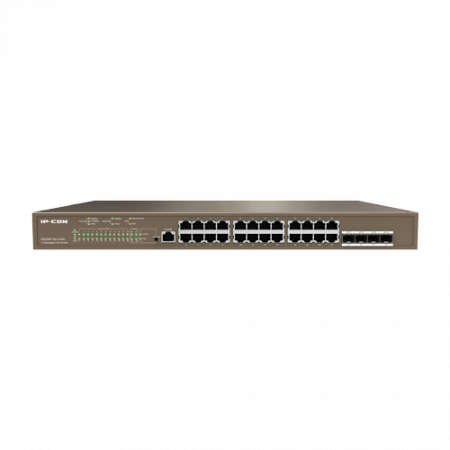 Switch-uri PoE - Switch 24 porturi PoE Gigabit, 4 porturi SFP Gigabit, 1 port consola,1U, L3 Management - IP-COM G5328P-24-410W
