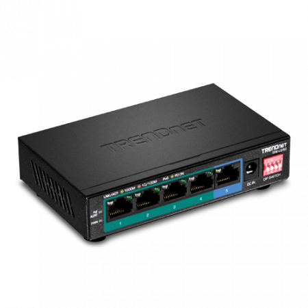 Switch-uri PoE - Switch 4 porturi Gigabit Long Range 200m PoE+, 1 port Gigabit - TRENDnet TPE-LG50