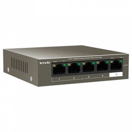 Switch 4 porturi Gigabit PoE, 1 port Uplink Gigabit - Tenda TND-TEG1105P-4-63W [1]