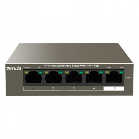 Switch-uri PoE - Switch 4 porturi Gigabit PoE, 1 port Uplink Gigabit - Tenda TND-TEG1105P-4-63W