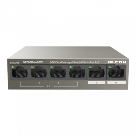 Switch 4 porturi Gigabit PoE+, 2 porturi RJ45 Gigabit, 58W, Management - IP-COM G2206P-4-63W [1]