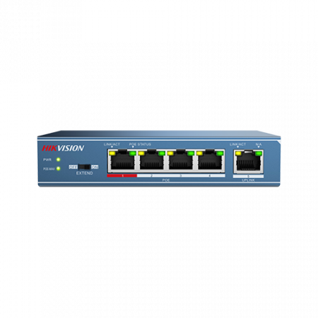 Retelistica - Switch 4 porturi PoE, 1 port uplink- HIKVISION DS-3E0105P-E-M